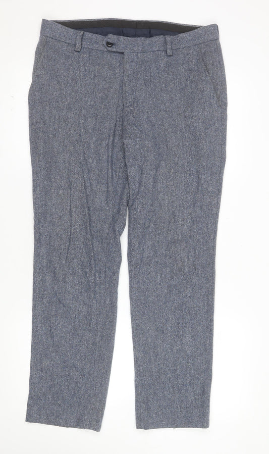 Next Men’s Grey Wool Blend Formal Trousers Size 32 Short