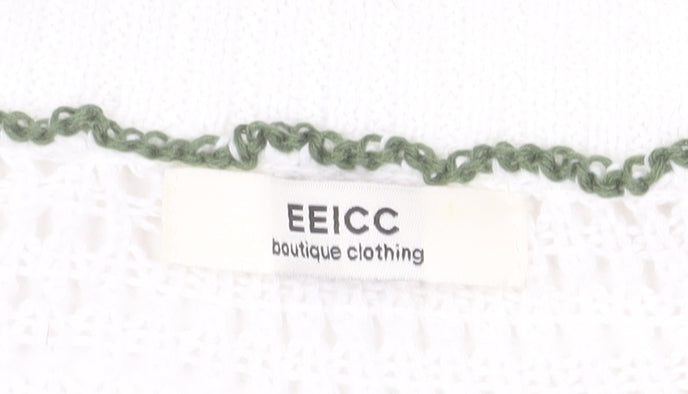 EEICC Women’s Multicoloured Striped 2XL Open-Knit Pullover Jumper