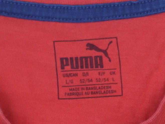 Puma Men's Red Large Graphic Print Cotton Crew Neck T-Shirt