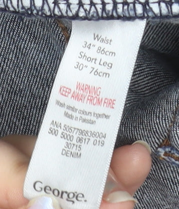 George Men's Blue Slim Fit Straight Leg Jeans 34W 30L Denim