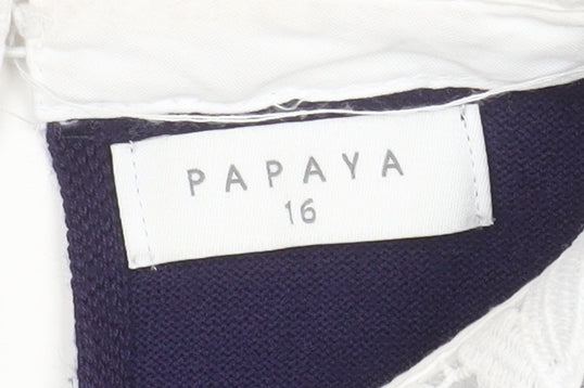 Papaya Women's Blue Collared Knit Pullover Jumper Size 16