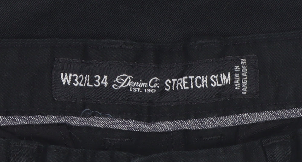 Additional view of Denim Co. Men's Black Slim Fit Stretch Chino Trousers W32 L34