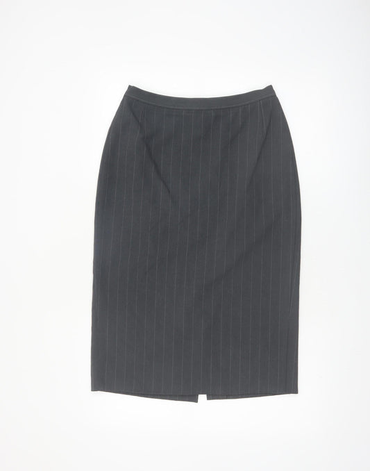 Marks and Spencer Women Grey Pinstripe Pencil Skirt Size 12