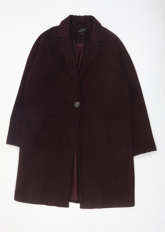 Topshop Women's Brown Wool Blend Mid-Length Coat UK 12