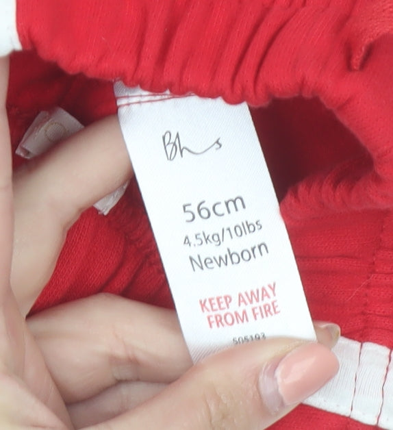 Additional view of BHS unisex baby red cotton england shorts newborn drawstring waist