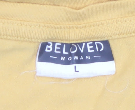 Beloved Women’s Yellow Zebra Print Cotton T-Shirt Size L