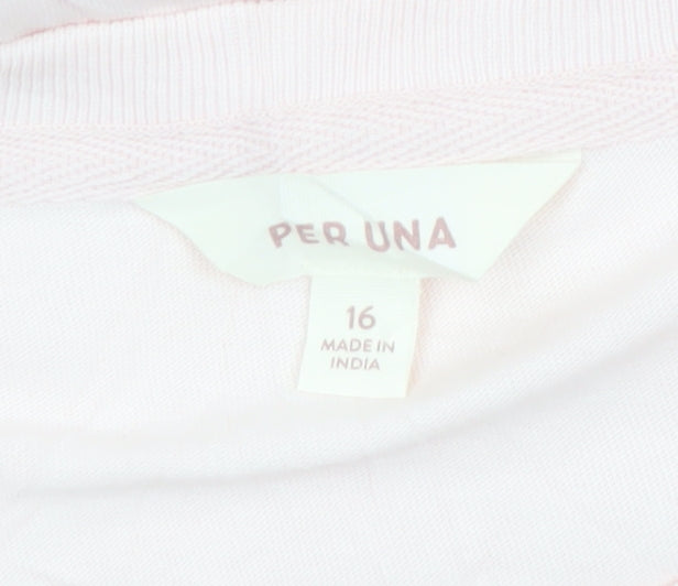 Marks and Spencer Per Una Women's Pink Cotton Short Sleeve Blouse Size 16