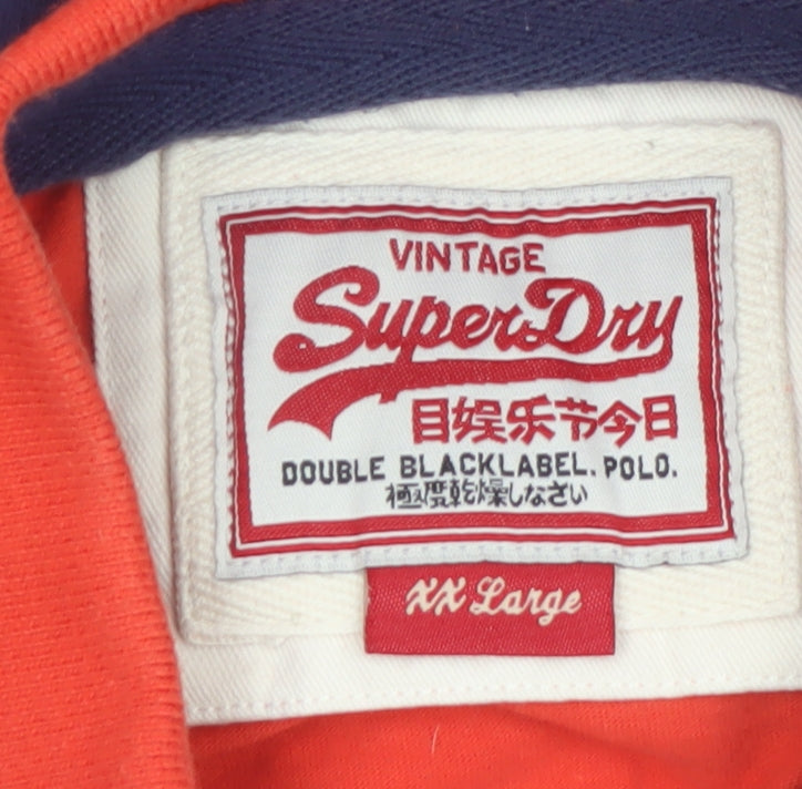 Superdry Mens Red XX Large Vintage Stripe Cotton Polo Shirt