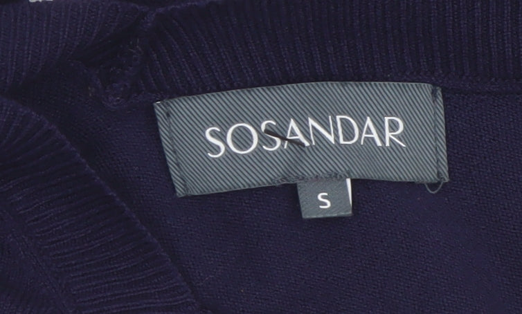 Sosandar Women’s Blue White Striped V-Neck Knit Jumper Size S