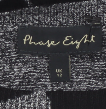 Phase Eight Women’s Black Geometric Knit Tunic Jumper UK 12