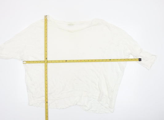 Whistles Women White Cotton 3/4 Sleeve Pullover Jumper UK 10