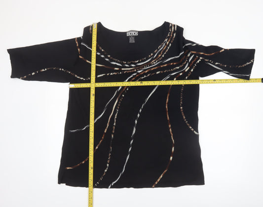 The Collective Works of Becher Womens Black XL Abstract 3/4 Sleeve Blouse