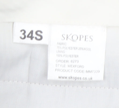 Skopes Men's Brown 34S Classic Fit Wool Blend Dress Trousers
