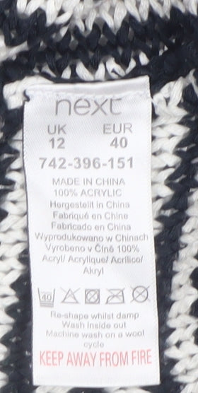 Next Women Black White Striped Acrylic Jumper Size 12