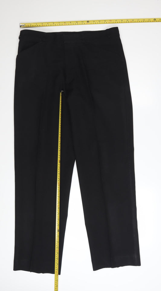 BHS Men's Black 36W 31L Regular Fit Dress Trousers