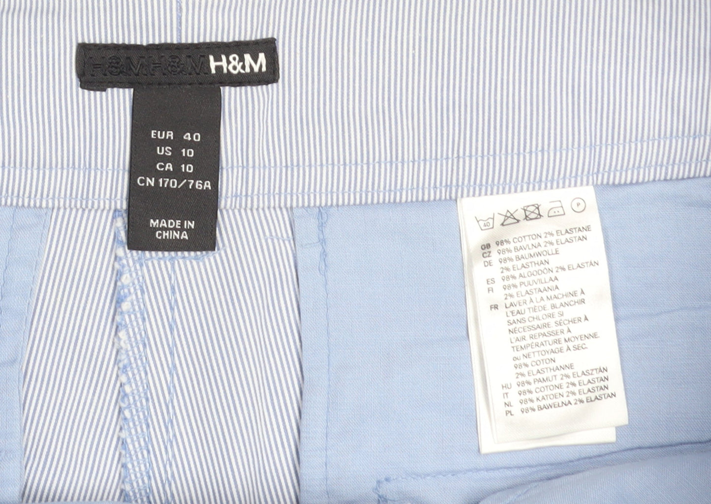 H&M Women Blue Striped Sailor Shorts Size 12 Cotton Blend