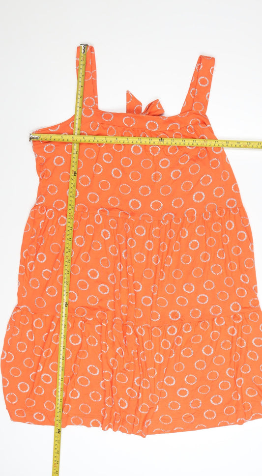 Next Women's Orange Polka Dot A-Line Sleeveless Dress Size 18
