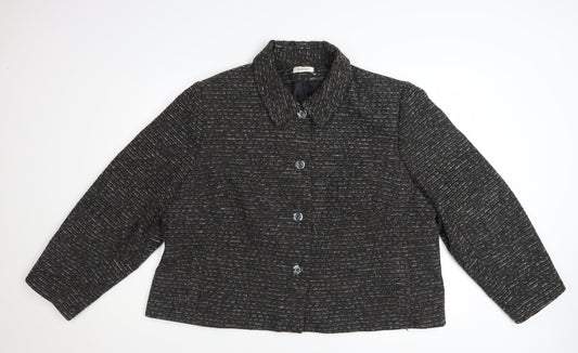 Damart Women’s Black Tweed Button Jacket Size 26 Lined Wool Blend