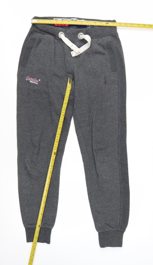 Superdry Men's Grey Slim Fit Joggers Size S Elastic Waist Cotton Blend