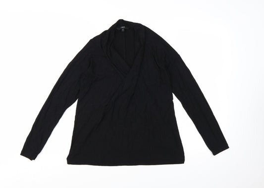 Next Women Black Jersey Wrap Long Sleeve Blouse Size 10