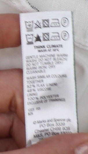 Marks and Spencer Women’s White Striped Linen Viscose Blazer Size 12