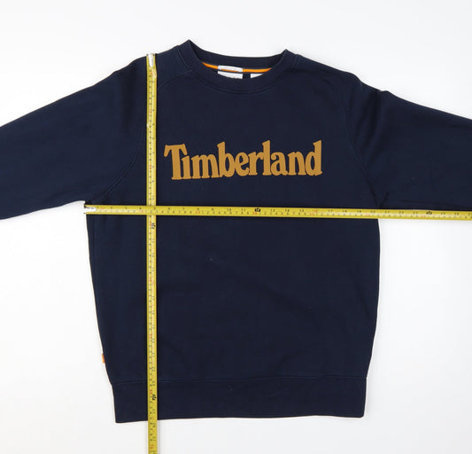 Timberland Men's Blue Logo Regular Fit Crew Neck Sweatshirt M