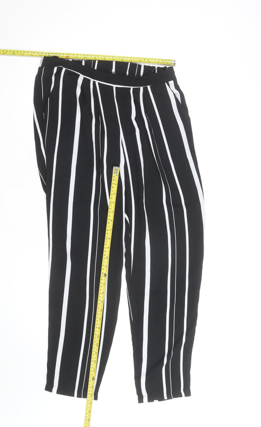 Wallis Women’s Black Striped Cropped Trousers Size 10