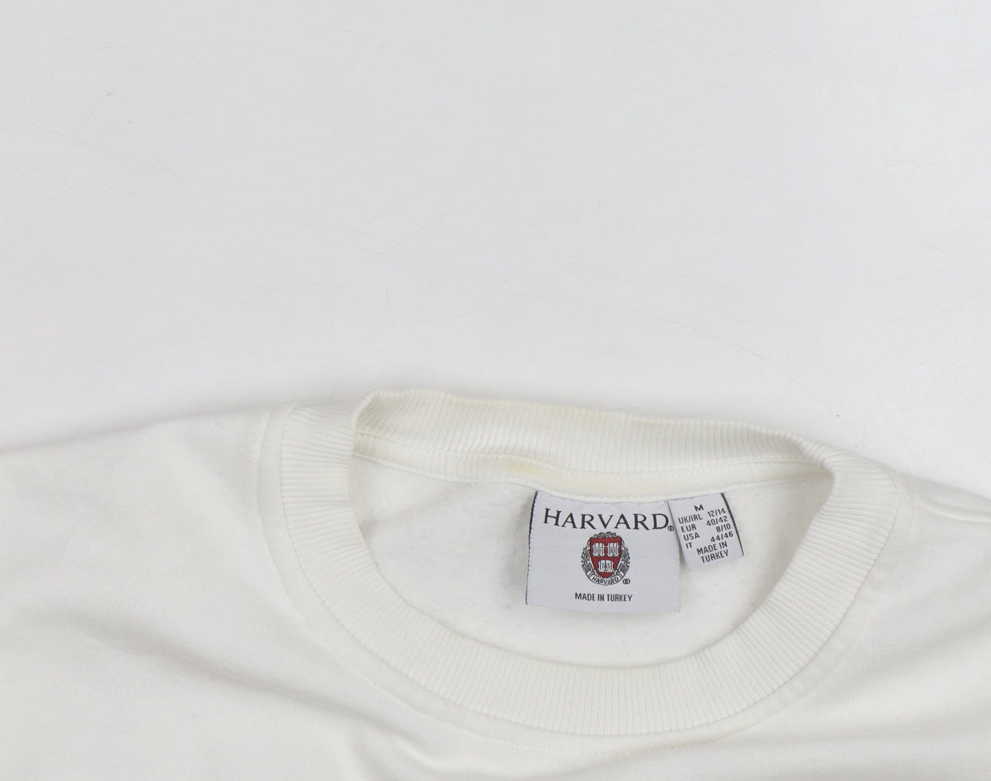 Harvard Men's White Pullover Sweatshirt Medium Embroidered Logo