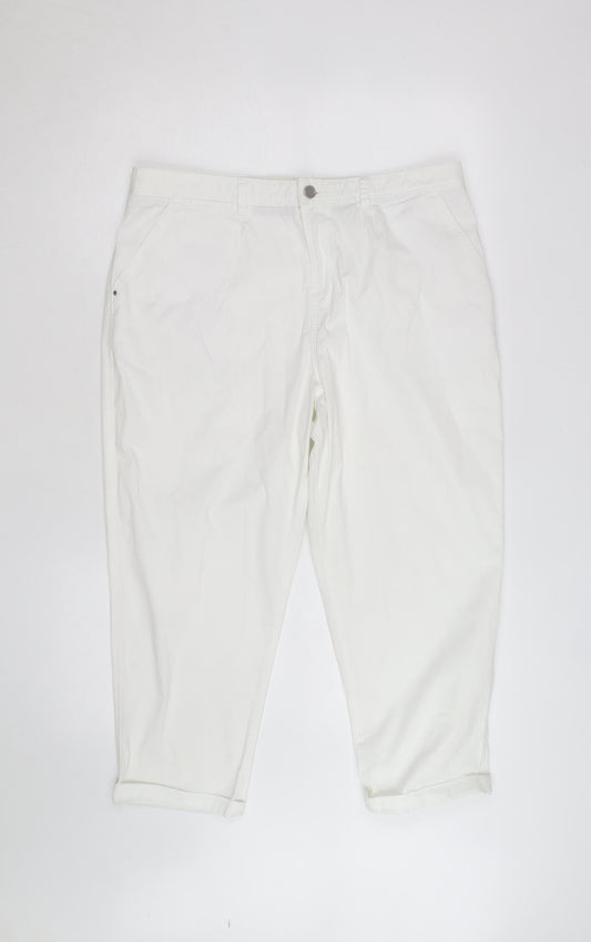 F&F Womens White Chino Trousers Size 12 Regular Fit