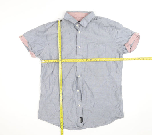 Threadbare Women’s Blue Chambray Short Sleeve Button-Up Shirt L
