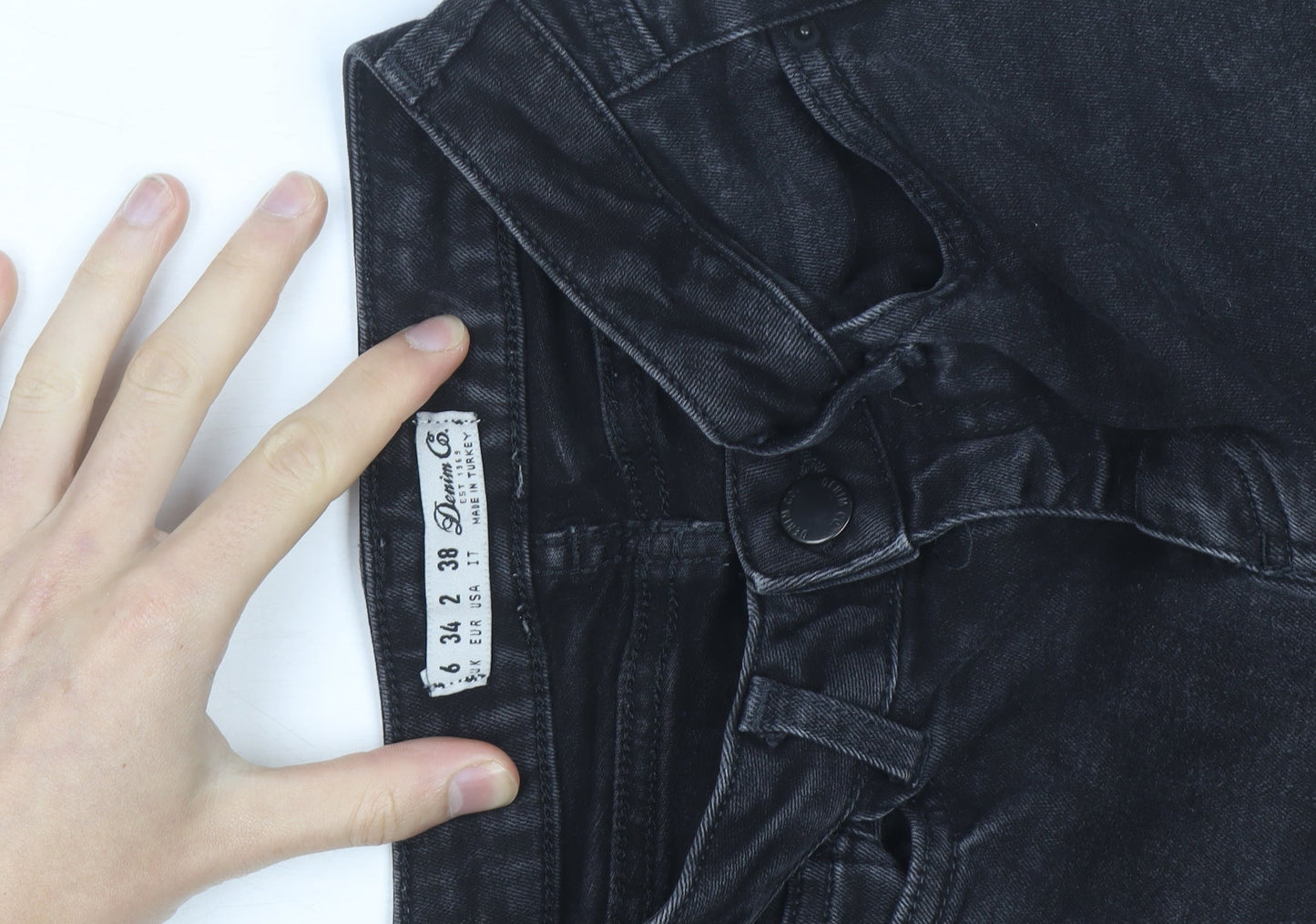 Denim Co. Women Black High Rise Distressed Skinny Jeans Size 6