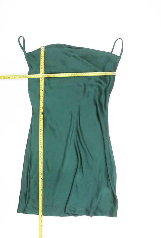 Nasty Gal Women’s Green Satin Slip Dress Size 2 Short Party Style