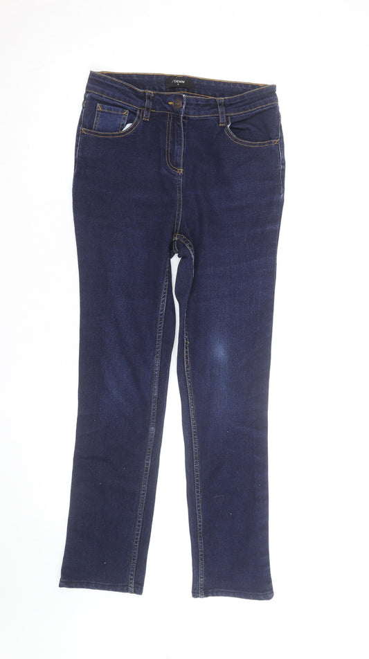 Additional front view of /Denim Women’s Blue Straight Jeans, size UK 8, Mid Rise Stretch