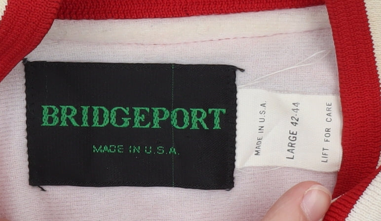 Bridgeport Men's Red Varsity Jacket Size L 42in College Sports Style