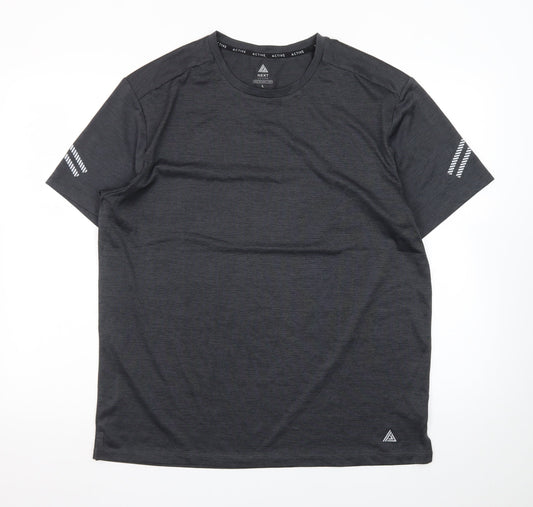Next Mens Black Athletic Running T-Shirt L Lightweight Reflective