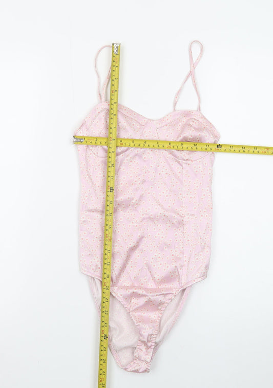 Zara Women Pink Floral Camisole Bodysuit Size 12 Slim Fit