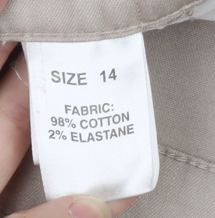 Papaya Women Beige Size 14 Bootcut Stretch Cotton Jeans