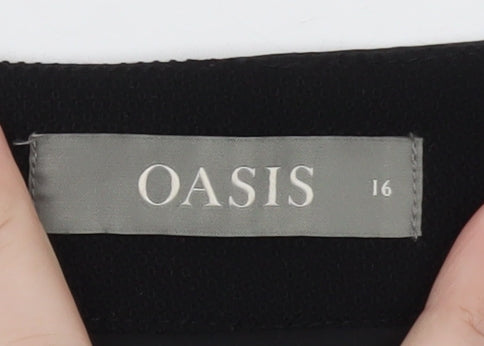 Oasis Women’s Black Size 16 Pencil Skirt with Bow Waist Detail