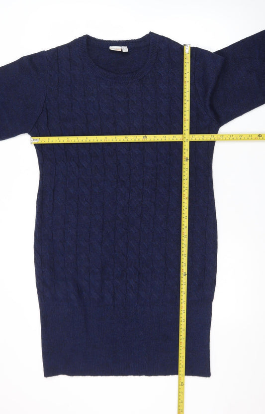 Bodyflirt Boutique Women Blue Cable-Knit Long Sleeve Jumper Size 14