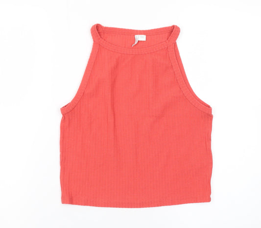 Additional front view of Only women’s red cropped halter tank top, size L
