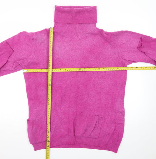 Antony Women’s Pink Wool Roll Neck Tunic Jumper L Made in Italy