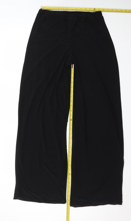 PrettyLittleThing Womens Black Wide-Leg Jersey Trousers Size 12