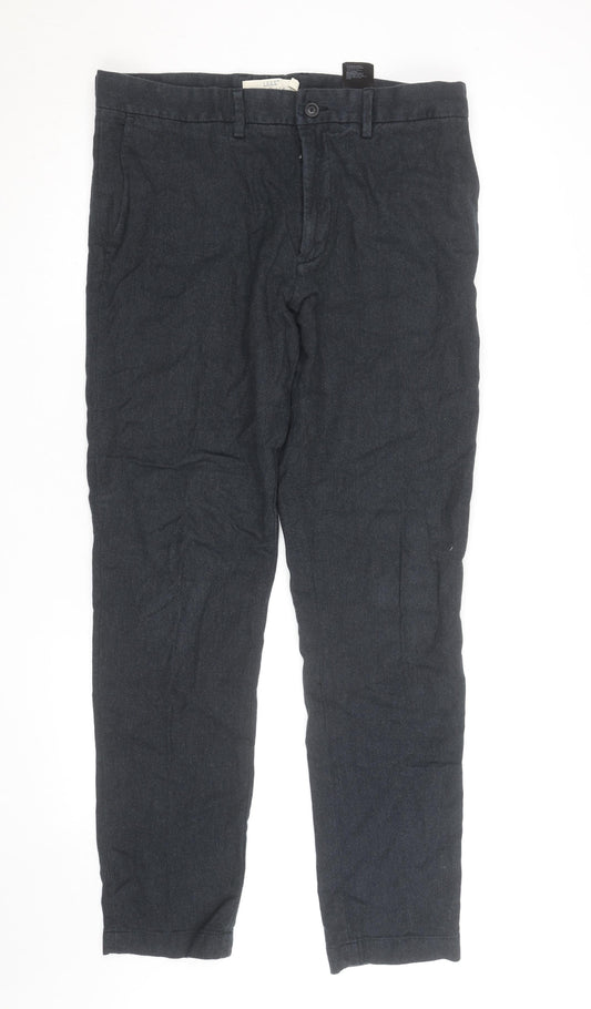 H&M Men’s Black Slim Fit Chino Trousers Size L 34W Casual Cotton