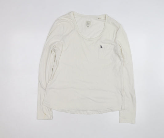 Jack Wills Womens White Long Sleeve Basic Cotton T-Shirt Size 12