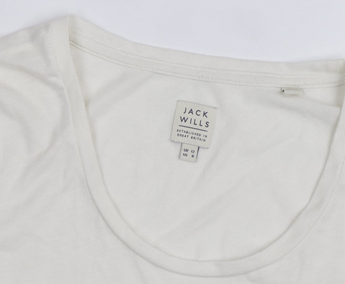 Jack Wills Womens White Long Sleeve Basic Cotton T-Shirt Size 12