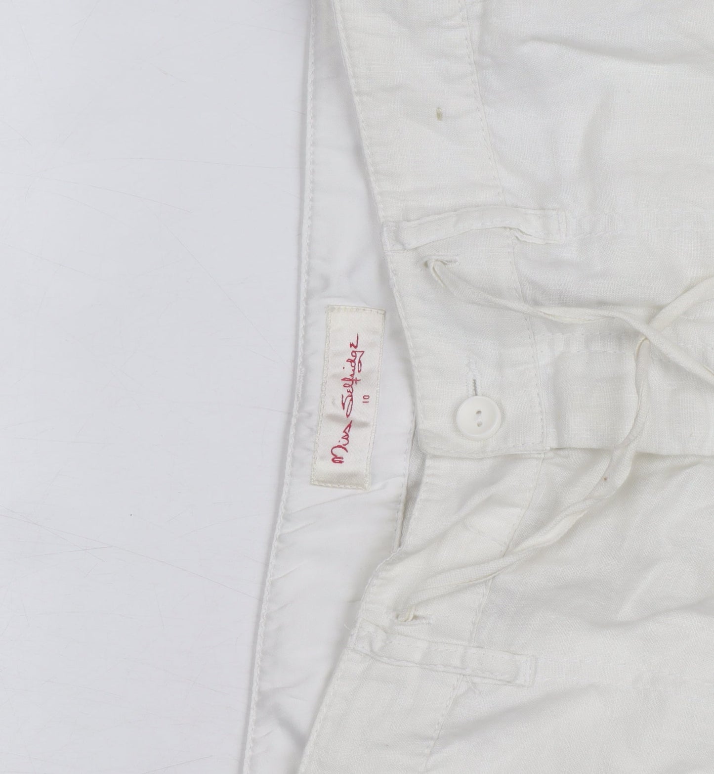 Marks and Spencer Women’s White Linen Chino Trousers Size 10