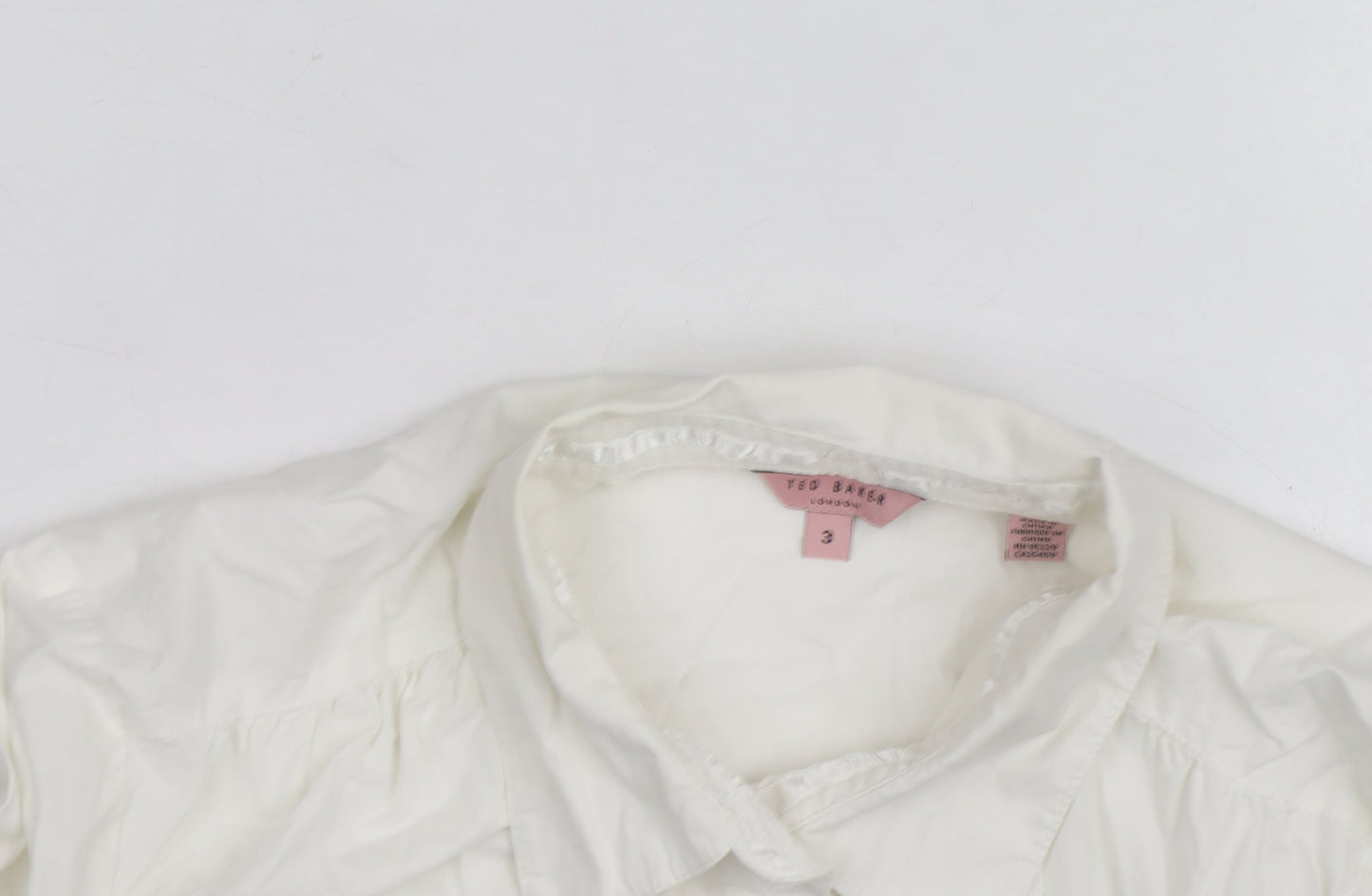 Ted Baker Women's Ivory Button-Up Shirt Size 12 Cotton Stretch Work Top