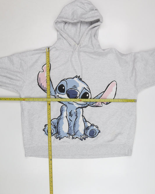 Disney Women Grey Stitch Hoodie XL Pullover Lined Sweatshirt
