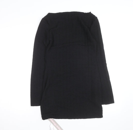Additional front view of Missguided Women’s Black Long Sleeve Bodycon Short Dress, size M