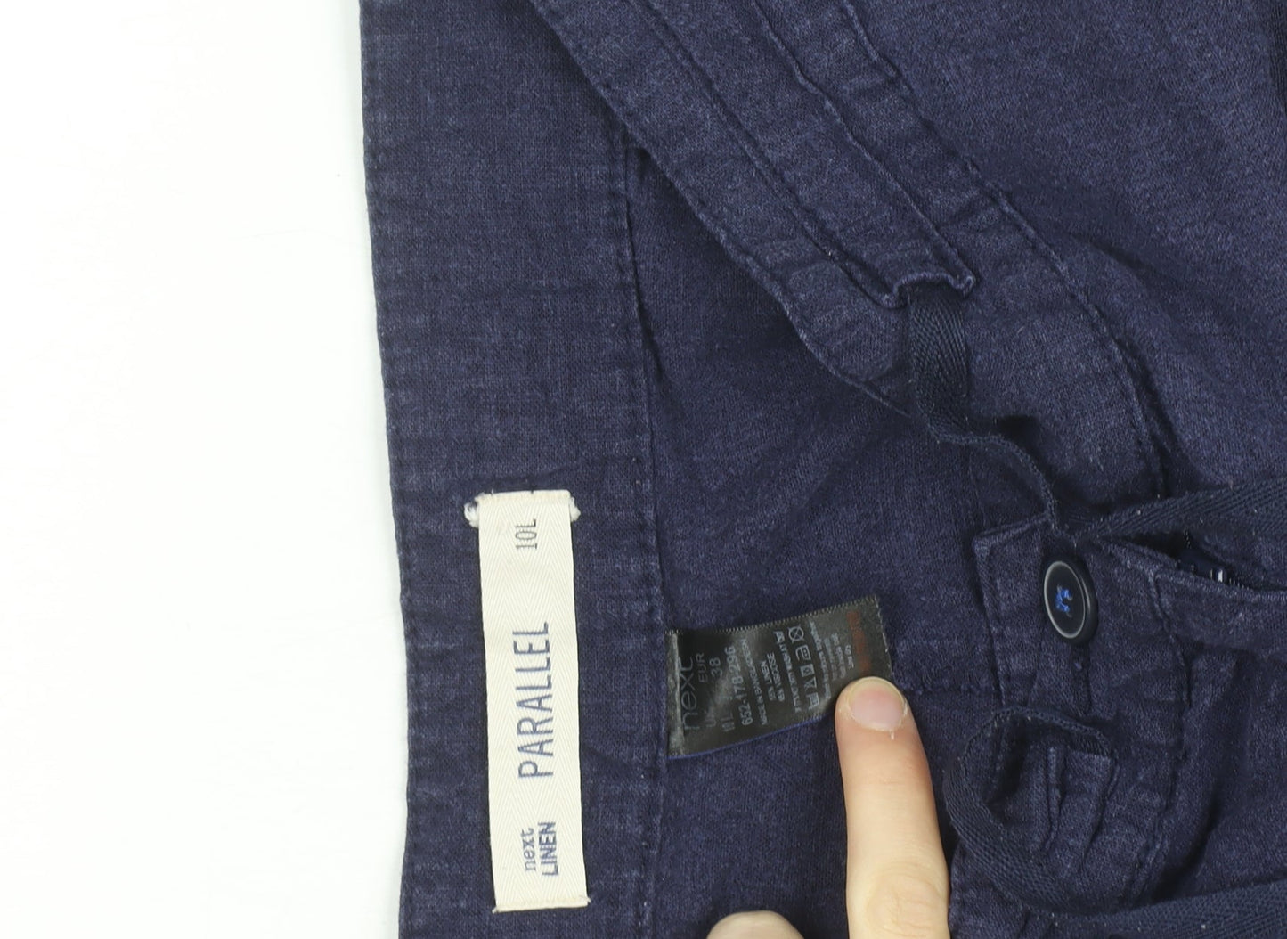 Next Women’s Blue Linen Straight Leg Trousers Size 10L